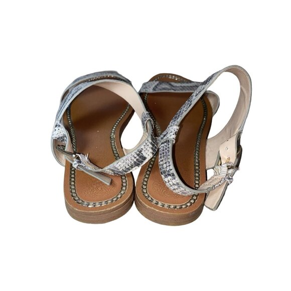 Vince Camuto Brown Leather Flat Snake Print Sandals Size 7 - Picture 8 of 10